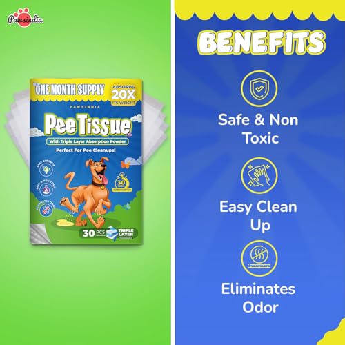 Pawsindia Pet Training Pads | Pee & Potty Pads for Puppy & Dog | Pee Mat for Dogs | Leak-Proof Quick Dry Design | Heavy Duty Absorbency | Odor Neutralizer | Triple Layer Design (40x15cm - 30Pcs) - Image 3