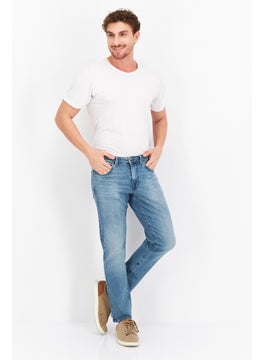 Selected Homme Men Straight Fit Washed Stretchable Denim Jeans, Light Blue  - Image 4