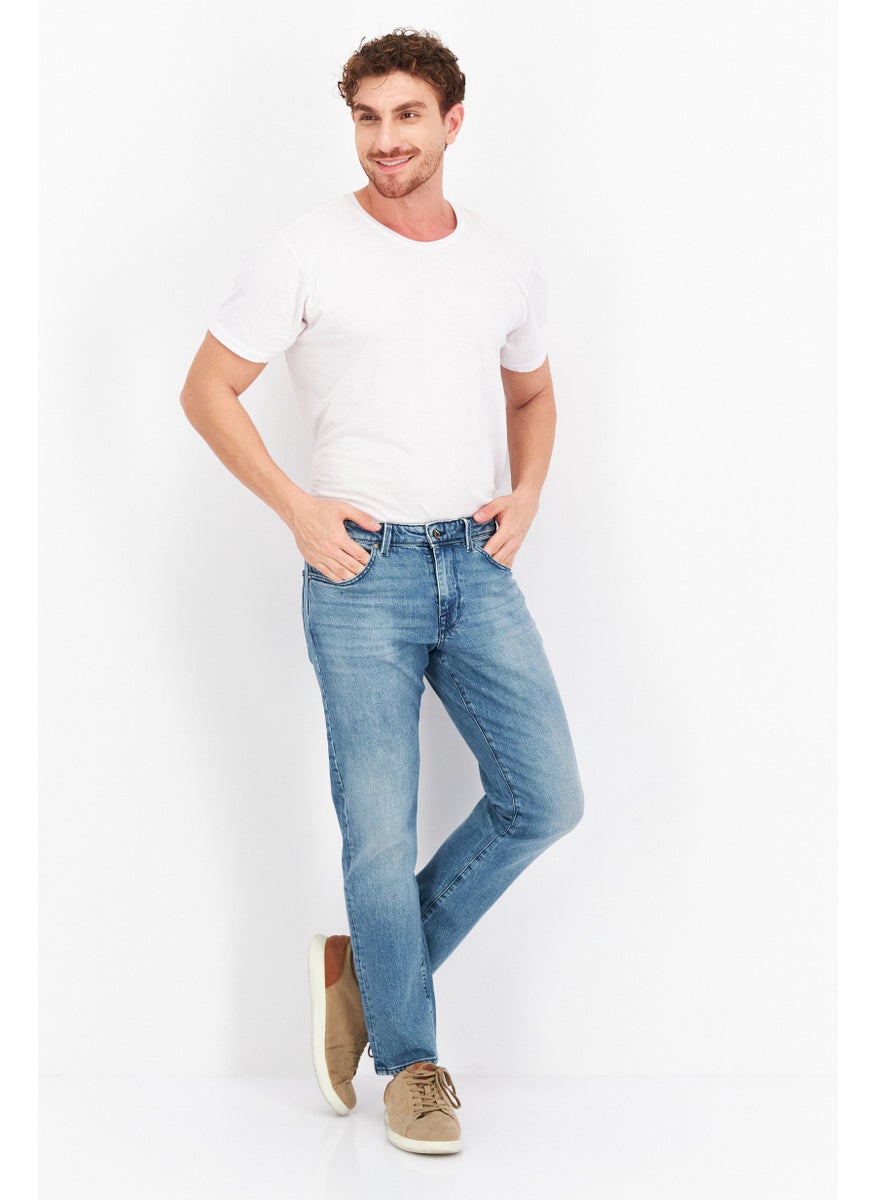 Selected Homme Men Straight Fit Washed Stretchable Denim Jeans, Light Blue  - Image 4