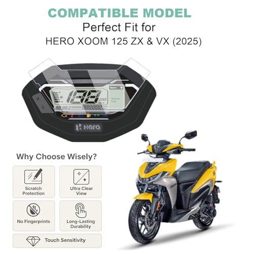Wisely Premium Screen Guard for HERO XOOM 125 ZX & VX (2025) Scooter - Display Digital Meter Protector - HD Clear, Full Cover - Easy Installation Kit - Xoom125 Instrument Cluster Accessories - Image 2