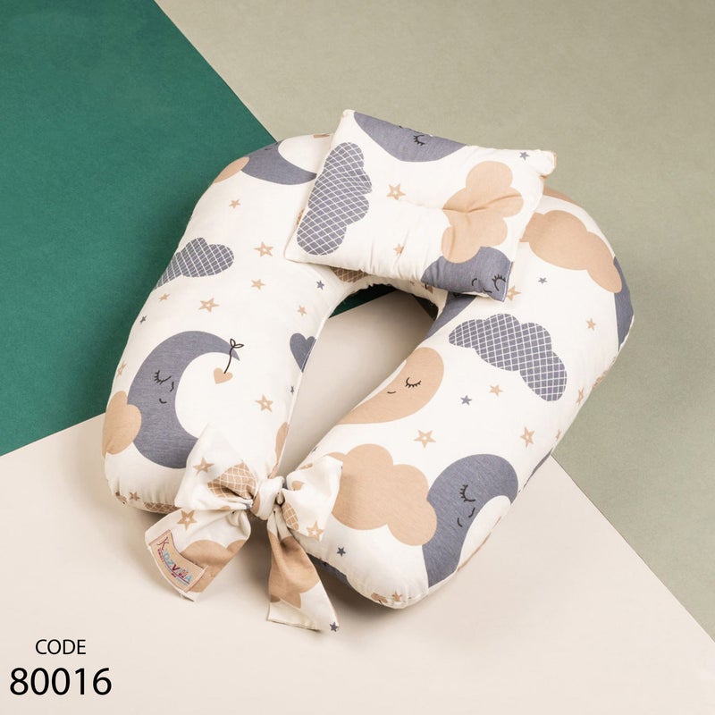 Breastfeeding Support Pillow for Mothers with Head Pillow and Washable Cover.