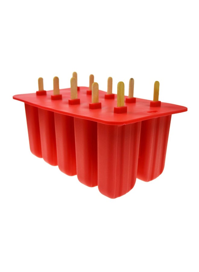 10-Hole Ice Cream Mould Red 23x14.5x10centimeter - Image 1