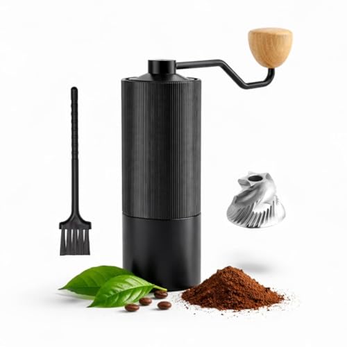 AAshonee® Premium Manual Coffee Grinder with 5-Axis CNC Stainless Steel Burr, Aluminum Body & Wooden Handle (1 Year Warranty) - Image 1