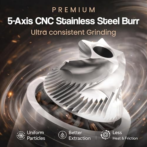 AAshonee® Premium Manual Coffee Grinder with 5-Axis CNC Stainless Steel Burr, Aluminum Body & Wooden Handle (1 Year Warranty) - Image 5
