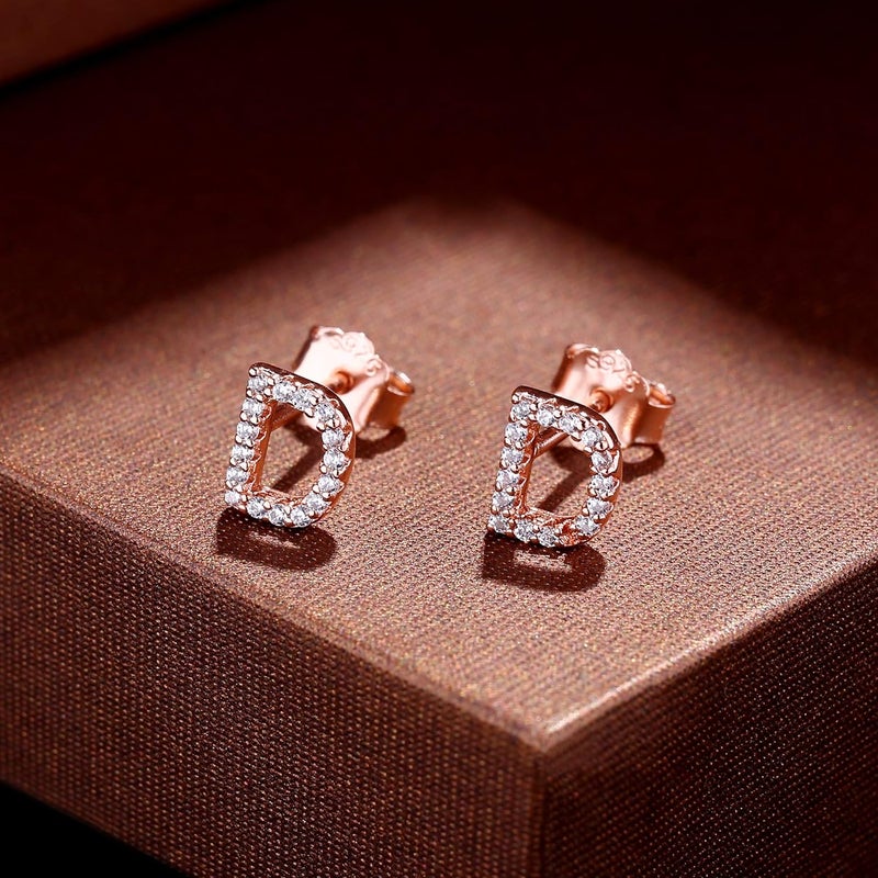 MONOOC Store Initial Stud Earrings for Girls - S925 Sterling Silver Post Cubic Zirconia Stud Earrings Initial Earrings for Girls Women Hypoallergenic Earrings Birthday Gifts for Girls Kids Jewelry - Image 4