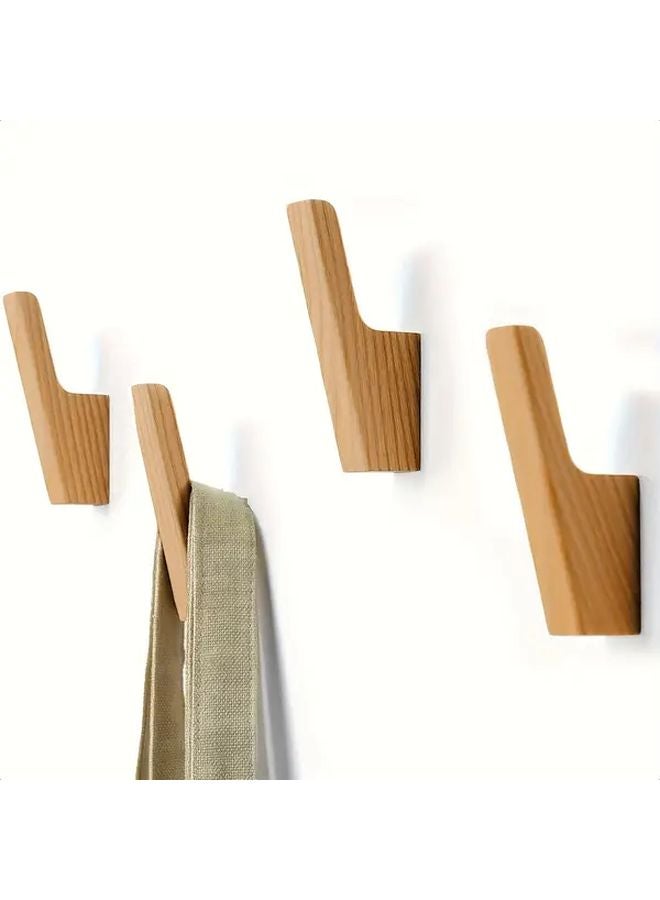 4pcs Rustic Wooden Hooks Handmade Coat Rack Easy Install for Doorway Bedroom Bathroom - Image 1