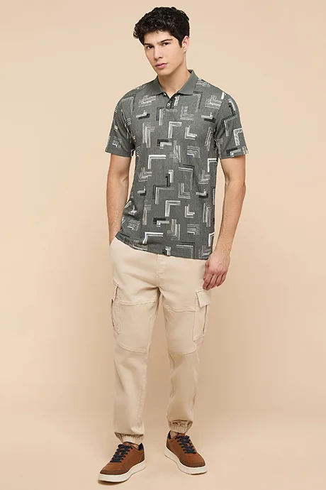 أر أند بي Patterned Polo T-Shirt with Short Sleeves