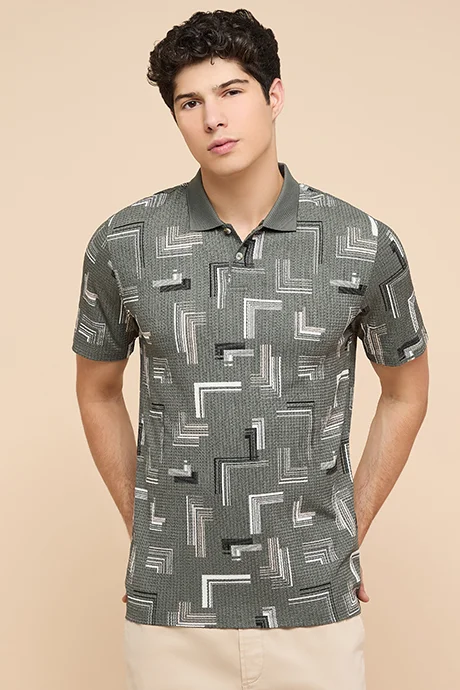 أر أند بي Patterned Polo T-Shirt with Short Sleeves