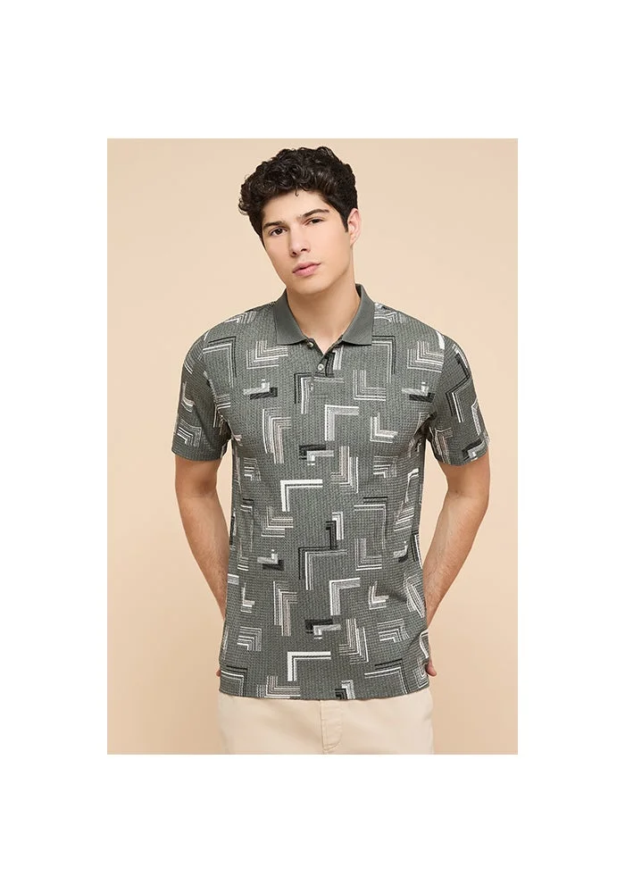 R&b Patterned Polo T-Shirt with Short Sleeves