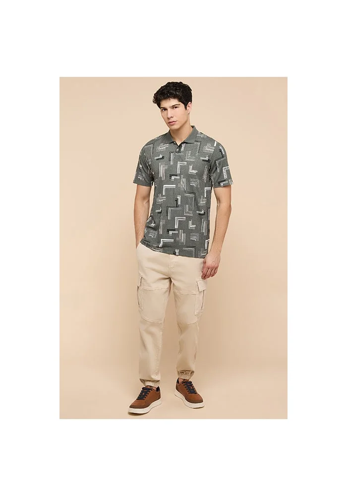 R&b Patterned Polo T-Shirt with Short Sleeves