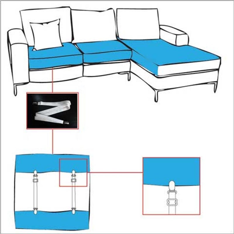 Glield Extend 23" to 78" Adjustable 2-Piece Under Sofa, Mattress, Bed Sheet Fitted Fastener, Long Strap Clip Bands BDJ06 - Image 4