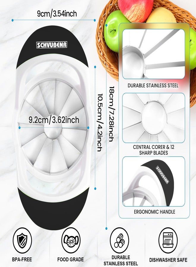 SCHVUBENR قطاعة تفاح SCHVUBENR مقاس 3.5 بوصة مزودة بـ 12 شفرة حادة - قطاعة تفاح احترافية - أداة لتفريغ لب التفاح من الفولاذ المقاوم للصدأ - قطاعة وأداة تفريغ فائقة الحدة للتفاح - تقطيع التفاح بسهولة (أسود) - Image 3