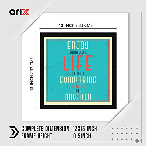 ArtX Paper Motivational Quote Enjoy Your Own Life Wall Frame Art Painting, Multicolor, Motivational, 13X13 in, Set of 1 - Image 3