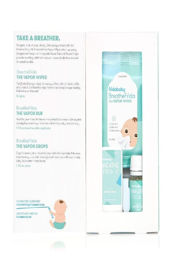 fridababy Frida Baby Breathe Easy Kit Sick Day Essentials - Natural Vapor Wipes, Organic Vapor Rub + Organic Vapor Drops, White - Image 4