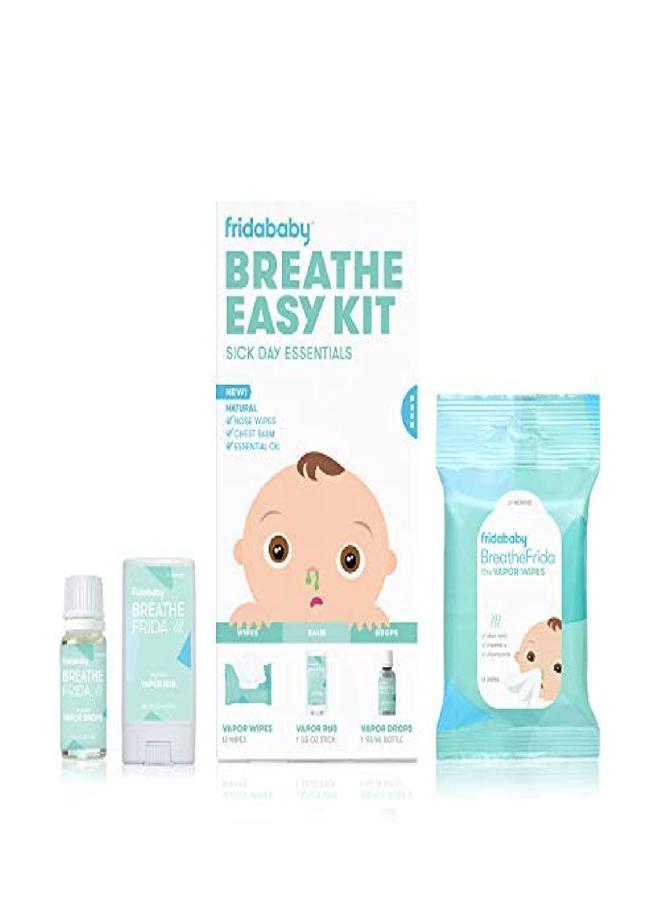 fridababy Frida Baby Breathe Easy Kit Sick Day Essentials - Natural Vapor Wipes, Organic Vapor Rub + Organic Vapor Drops, White - Image 1