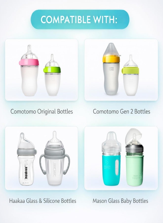 BelBeyo Sippy Spout Nipples for Comotomo (original and Gen 2), Mason Glass and haakaa Baby Bottles, 2-Count, Food Grade Soft Silicone, Spill-proof, Transition Nipples, Converts to Sippy Cup BPA-free 4+ months - Image 3