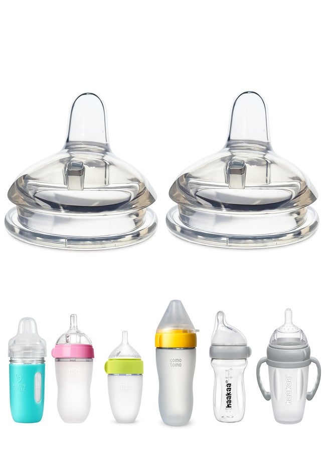 BelBeyo Sippy Spout Nipples for Comotomo (original and Gen 2), Mason Glass and haakaa Baby Bottles, 2-Count, Food Grade Soft Silicone, Spill-proof, Transition Nipples, Converts to Sippy Cup BPA-free 4+ months - Image 1