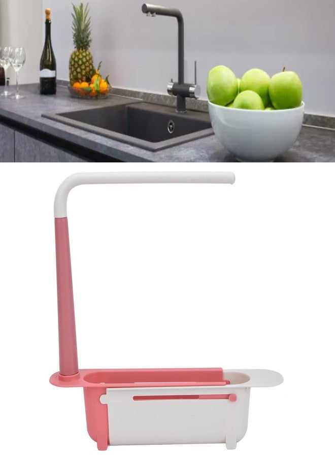 Zerodis Telescopic Sink Storage Rack, Telescopic 2in1 Sink Expandable Storage Drain Basket Towel Rack Under Sink Organizers Telescopic Sponge Soap Holder for Kitchen Sink (Red) - Image 4
