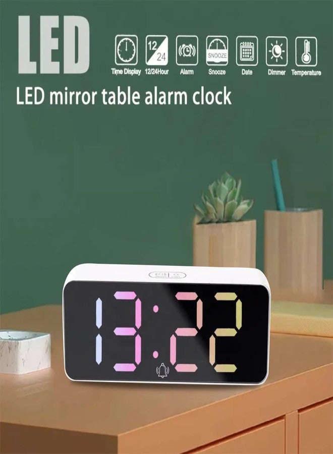 KRESHU Abs Plastic Digital Led Alarm Clock Large Display USB Rechargeable Temperature Snooze Timing Dimmer Function Innovative RGB Multi Colorful Numeric Numbers Table Top Alarm Clock (1-Pcs) - Image 2