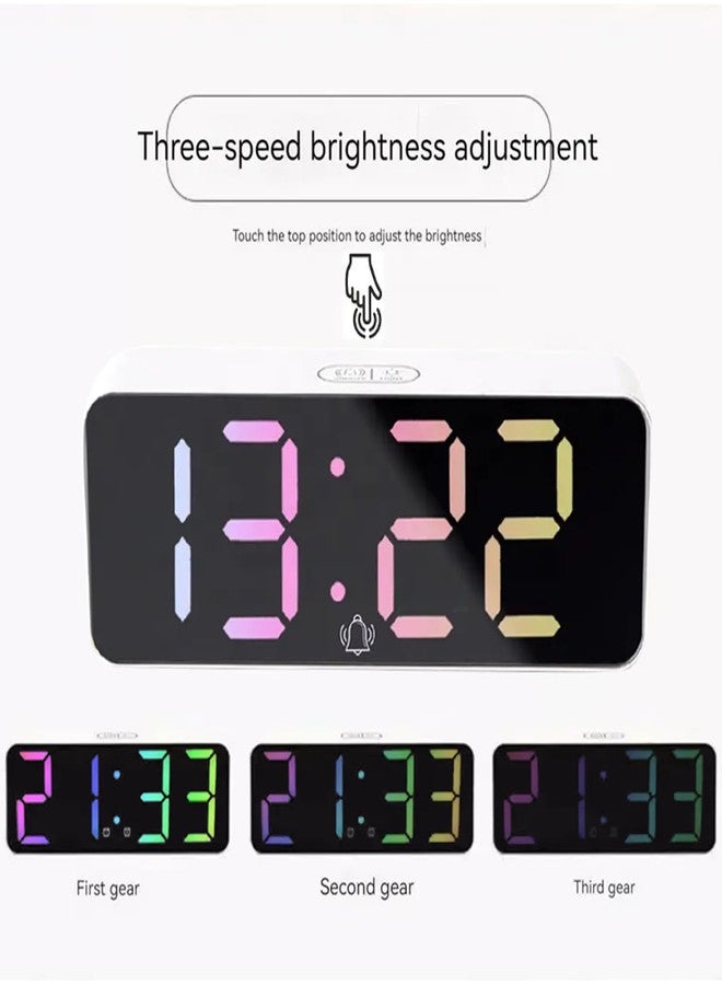 KRESHU Abs Plastic Digital Led Alarm Clock Large Display USB Rechargeable Temperature Snooze Timing Dimmer Function Innovative RGB Multi Colorful Numeric Numbers Table Top Alarm Clock (1-Pcs) - Image 4