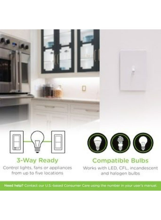 إنبرايتن مفتاح الإضاءة الذكي Enbrighten Almond Z-Wave Plus مع QuickFit وSimpleWire، جاهز بثلاثة اتجاهات، متوافق مع ، Google Assistant، ZWave Hub مطلوب، مكرر/موسع النطاق - Image 2