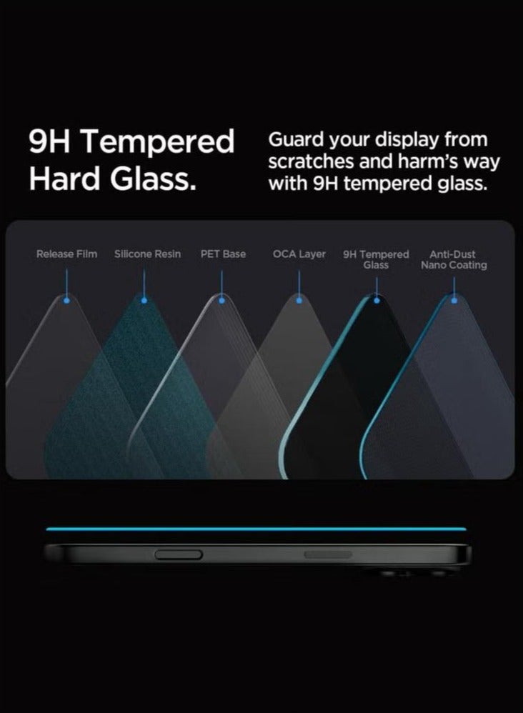 Spigen GLAStR EZ Fit iPhone 16 PRO PRIVACY Screen Protector [2 PACK] Premium Tempered Glass with Auto Align technology - 2 PACK - Image 4