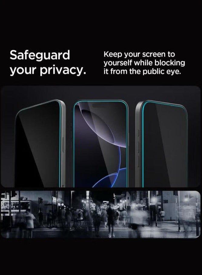 Spigen GLAStR EZ Fit iPhone 16 PRO PRIVACY Screen Protector [2 PACK] Premium Tempered Glass with Auto Align technology - 2 PACK - Image 5