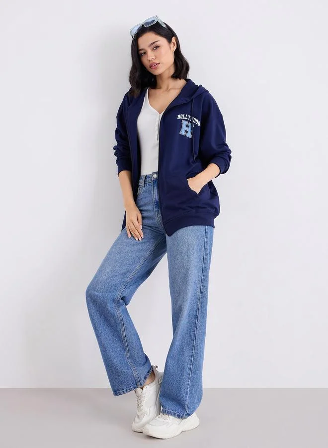 Styli Oversized Longline Zip Through Hoodie