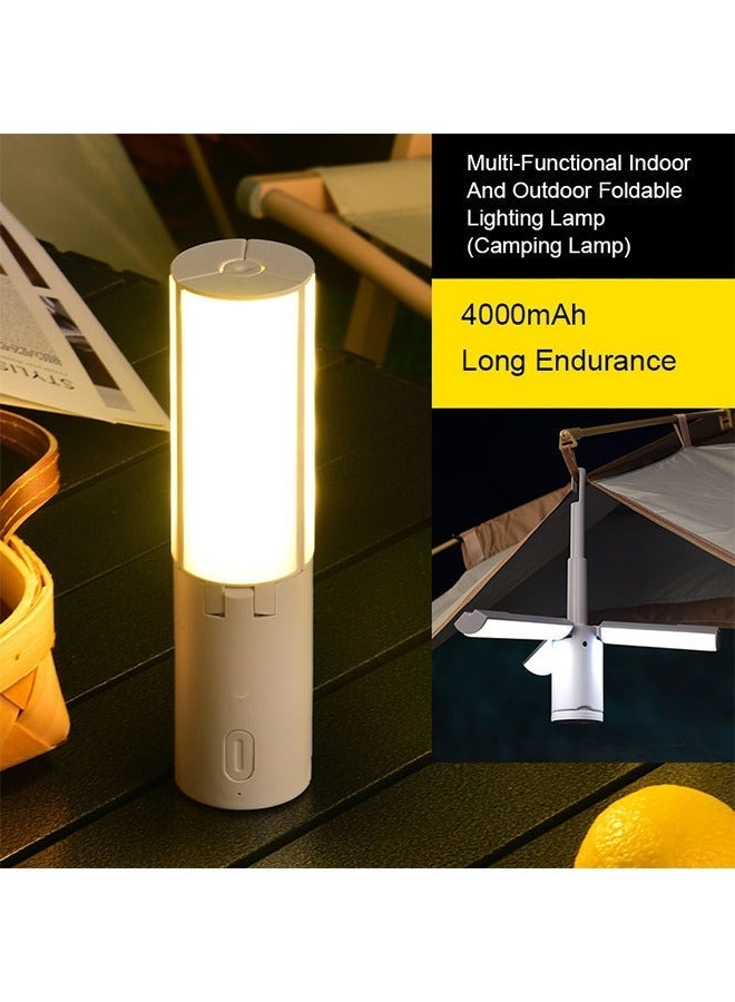 فانوس تخييم LED، مصباح تخييم قابل للشحن مع 3 أوضاع للضوء، أضواء تخييم خارجية قابلة للطي، مقاوم للماء والغبار IPX7 بسعة كبيرة 4000 مللي أمبير للتخييم، والمشي، وصيد السمك - Image 1