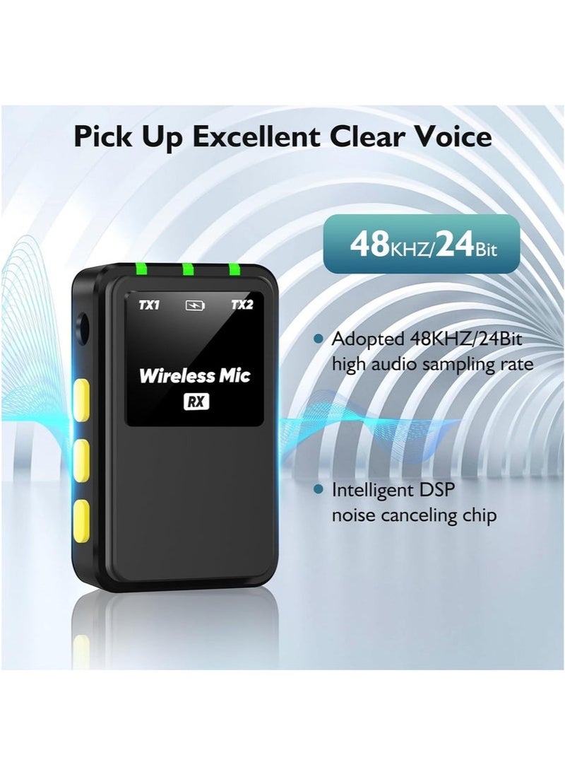 LAESO Professional Wireless Lapel Microphone (2 TX + 1RX + Charging Case) - 30Hrs Use, 656ft Range, 48KHz/24Bit - Universal for iPhone, Android, DSLR, PC Vlogging - Image 5