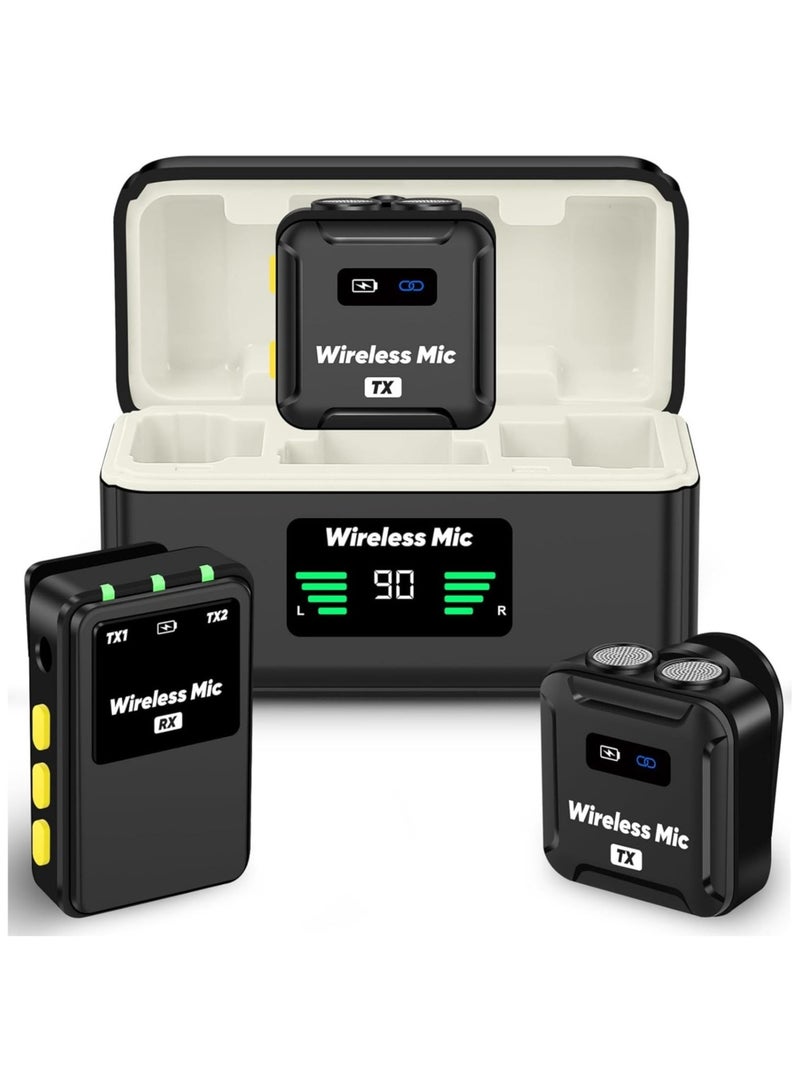 LAESO Professional Wireless Lapel Microphone (2 TX + 1RX + Charging Case) - 30Hrs Use, 656ft Range, 48KHz/24Bit - Universal for iPhone, Android, DSLR, PC Vlogging - Image 1