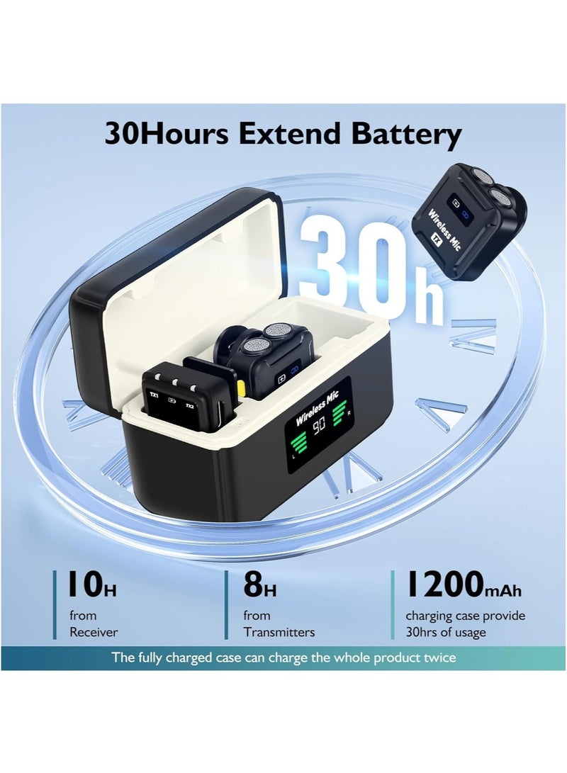 LAESO Professional Wireless Lapel Microphone (2 TX + 1RX + Charging Case) - 30Hrs Use, 656ft Range, 48KHz/24Bit - Universal for iPhone, Android, DSLR, PC Vlogging - Image 2
