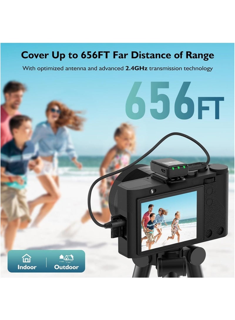 LAESO Professional Wireless Lapel Microphone (2 TX + 1RX + Charging Case) - 30Hrs Use, 656ft Range, 48KHz/24Bit - Universal for iPhone, Android, DSLR, PC Vlogging - Image 4