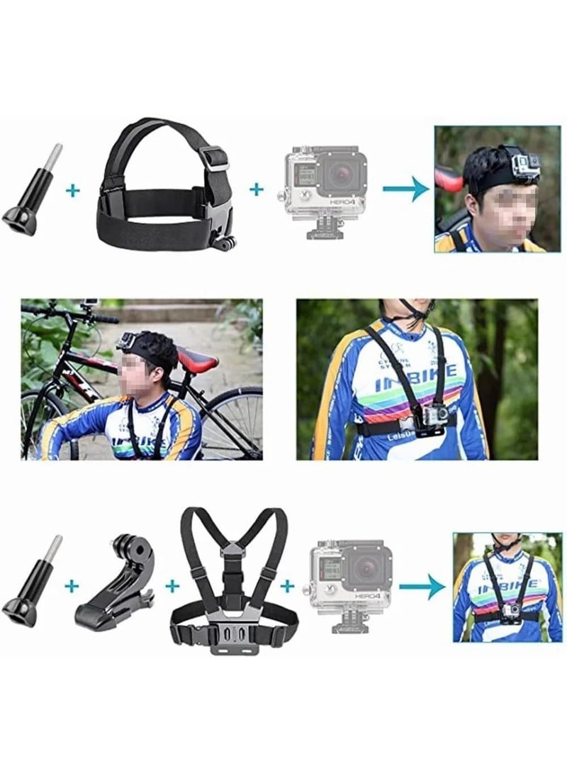 Flushrenic 50-in-1 action camera accessory kit compatible with GoPro Hero 12 11 10 9 DJI OSMO 4 3 2 Insta360 X3 X2 GO 3 SJCAM DBPOWER AKASO VicTsing APEMAN WiMiUS QUMOX Lightdow Campark Sony Sports DV - Image 4