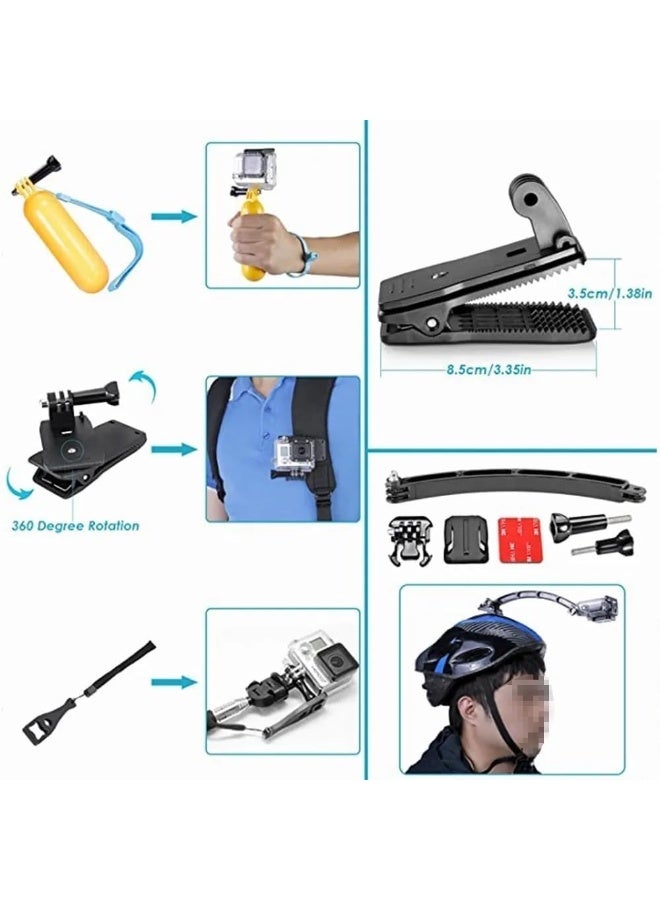 Flushrenic 50-in-1 action camera accessory kit compatible with GoPro Hero 12 11 10 9 DJI OSMO 4 3 2 Insta360 X3 X2 GO 3 SJCAM DBPOWER AKASO VicTsing APEMAN WiMiUS QUMOX Lightdow Campark Sony Sports DV - Image 5