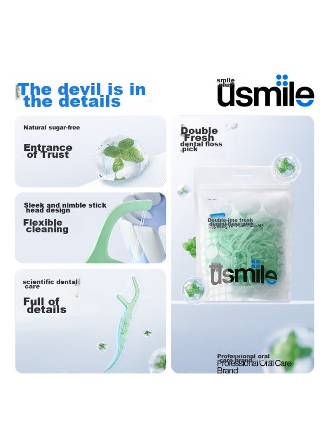 Usmile Fresh Dental Floss, 300 Pieces, Double-strand Floss, Family Pack - Image 4
