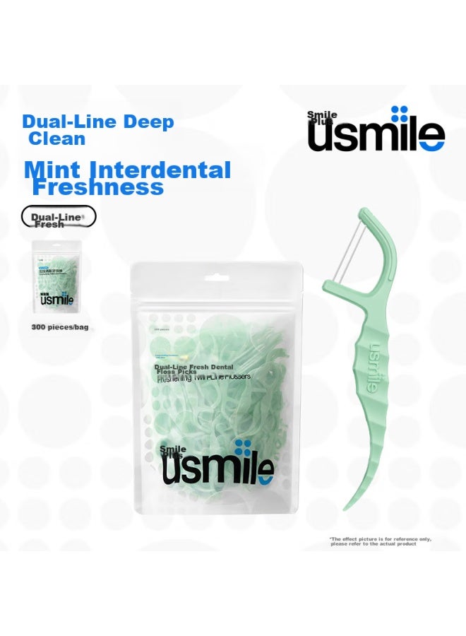Usmile Fresh Dental Floss, 300 Pieces, Double-strand Floss, Family Pack - Image 1