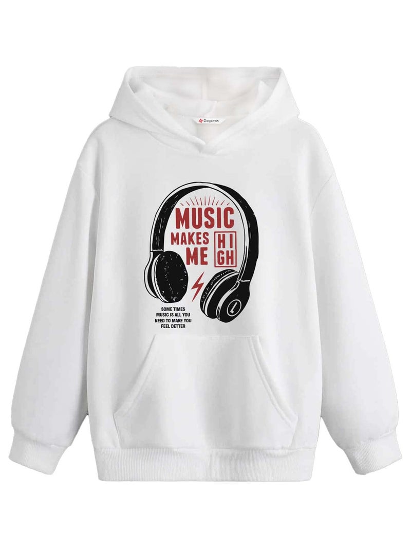 Dagcros Fleece Hooded Sweatshirt for Boys (10Years-11Years) White - Image 5