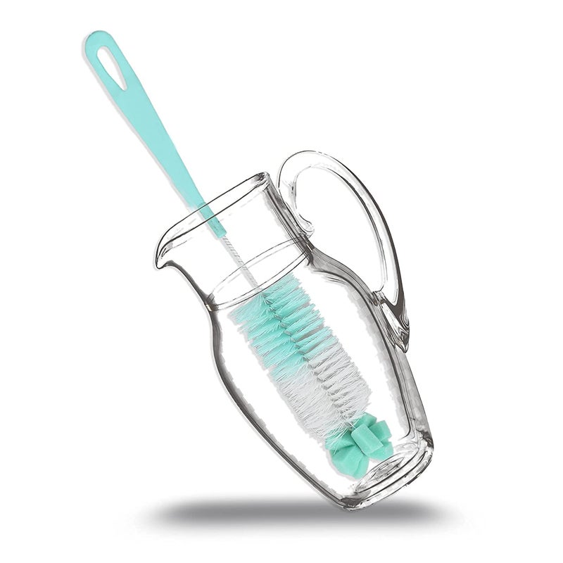 ZEYFLEEB Water Juice Jug Pot with Cleaning Brush Borosilicate Glass Stainless Steel Air Tight Cap Transparent Set of 1 Pcs 1800 ML - Image 3