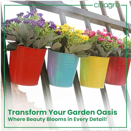 CINAGRO Metal Hanging Planters Set of 5, Metal Wall Hanging Flower Pot Holders for Home, Office, Balcony, Patio & Garden, Stylish, Durable, Rust-Resistant Planter Baskets for Decor (Plain) - Image 5