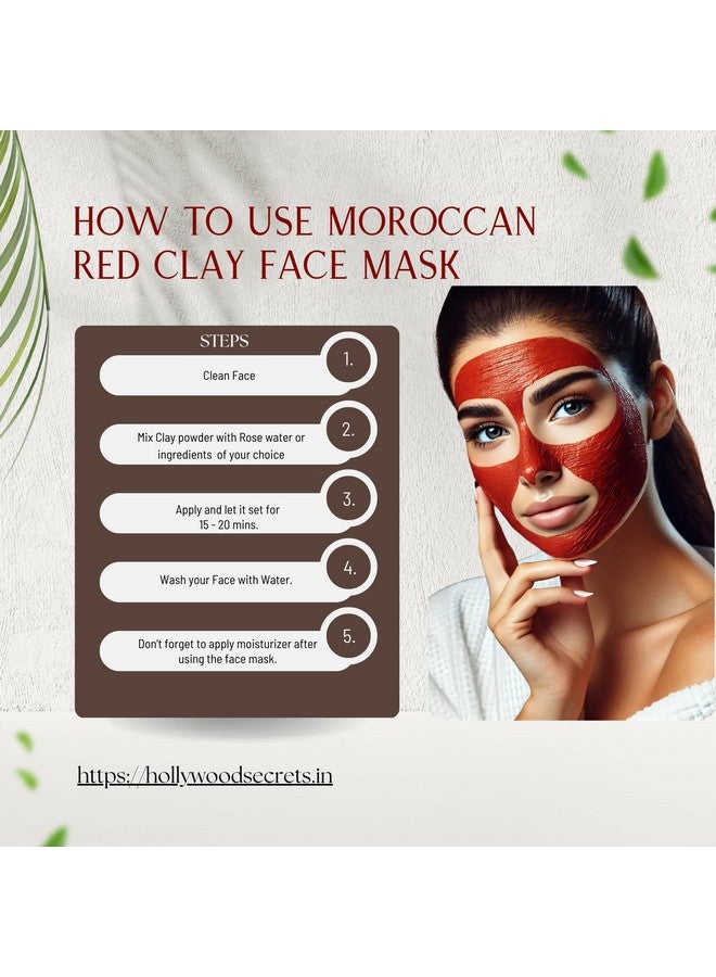 Hollywood Secrets Clay Powders 200gms (Pure Moroccan Red Clay) | Detoxifying | Soothes Sensitive Skin | DIY Soaps, Masks, Scrubs for Face, Body, Foot - Image 5