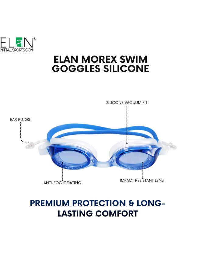 ELAN Morex Professional Swim Goggles - Blue Super Fine HD Anti-Fog Lenses - Vacuum Suction Leak-Proof Technology - UV Protected Racing & Training Swimming Goggles - Image 3