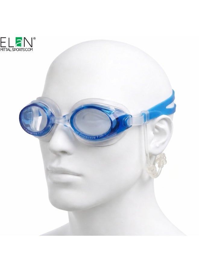 ELAN Morex Professional Swim Goggles - Blue Super Fine HD Anti-Fog Lenses - Vacuum Suction Leak-Proof Technology - UV Protected Racing & Training Swimming Goggles - Image 1