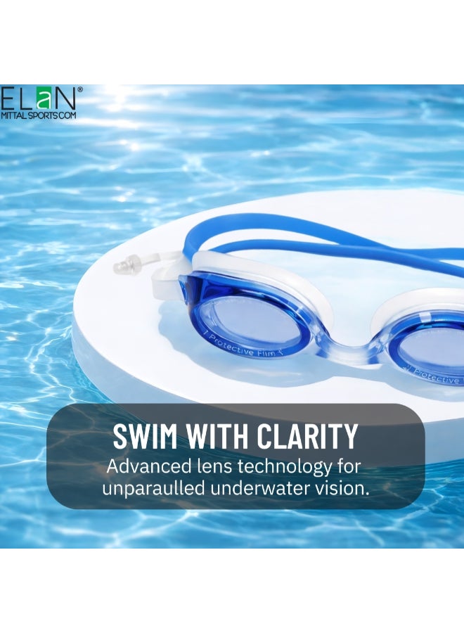 ELAN Morex Professional Swim Goggles - Blue Super Fine HD Anti-Fog Lenses - Vacuum Suction Leak-Proof Technology - UV Protected Racing & Training Swimming Goggles - Image 2