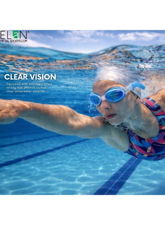 ELAN Morex Professional Swim Goggles - Blue Super Fine HD Anti-Fog Lenses - Vacuum Suction Leak-Proof Technology - UV Protected Racing & Training Swimming Goggles - Image 4