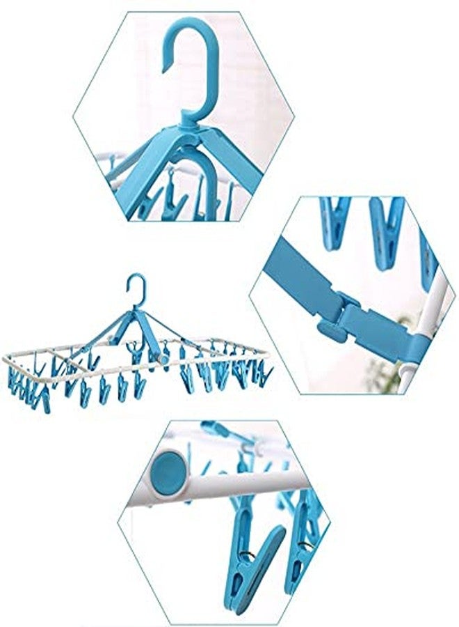 HOME CUBE 1 Pc 360 Degree(32 Clip)Portable Folding Clothes Drying Rack Space Saving Travel Rotatable Clips,Plastic Clothesline Hanging Underwear Socks Laundry Drying Hanger,Multicolor - Image 5