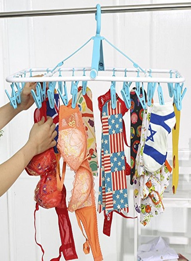HOME CUBE 1 Pc 360 Degree(32 Clip)Portable Folding Clothes Drying Rack Space Saving Travel Rotatable Clips,Plastic Clothesline Hanging Underwear Socks Laundry Drying Hanger,Multicolor - Image 3