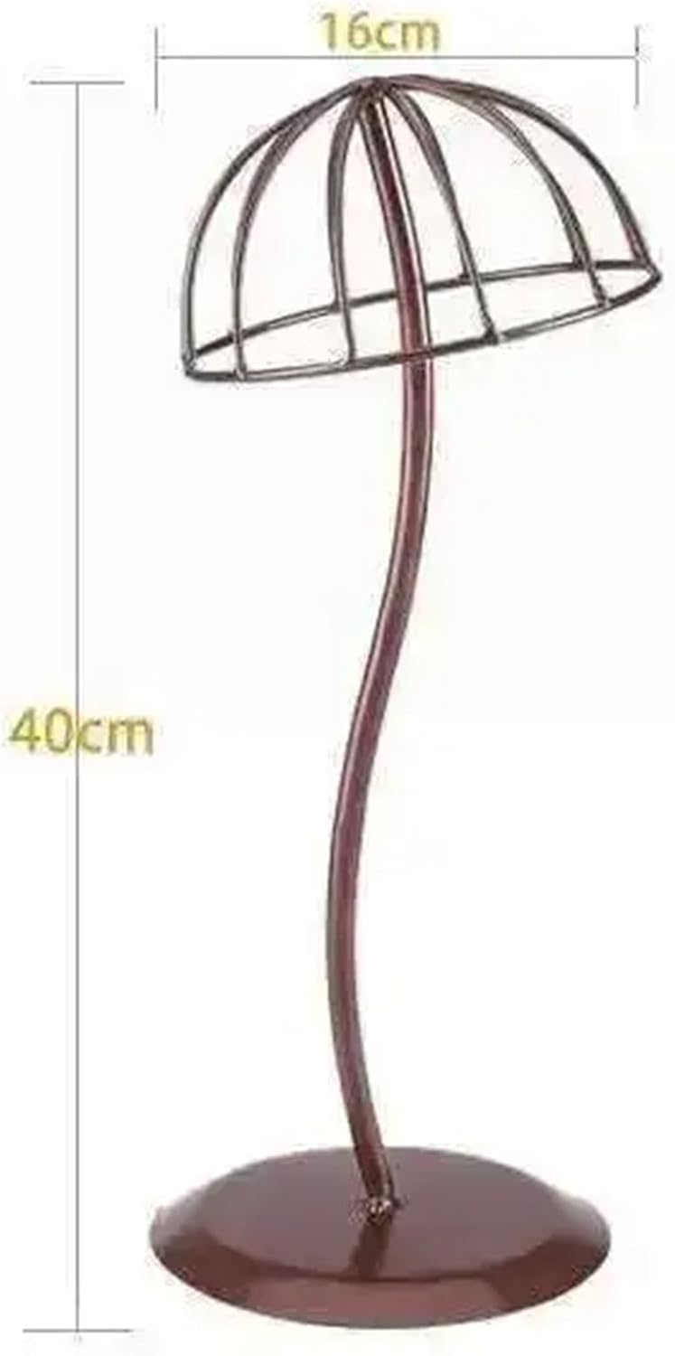 Professional Hat Display Stand Hat Display Stand Cap Storage Rack Metal Bucket Straw Sunhat Wig Hairpiece Holder(Brown L) - Image 2
