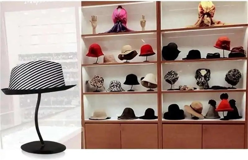 Professional Hat Display Stand Hat Display Stand Cap Storage Rack Metal Bucket Straw Sunhat Wig Hairpiece Holder(Brown L) - Image 5