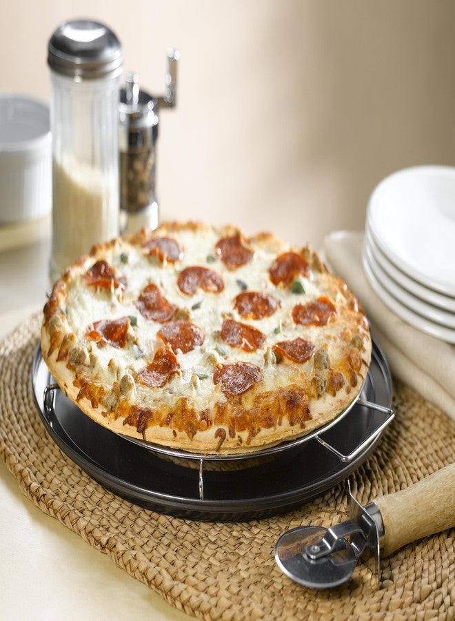 Nifty Solutions Nifty Pizza and Pie Baking Rack – Built-In Drip Pan, Multipurpose, Non-Stick Chrome Finish, Dishwasher Safe, Heavy-Duty Design, Bake Pies Evenly Every Time - Image 2